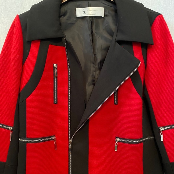 SUPER STYLISH RED/BLACK COAT DRESS - Picture 5 of 11